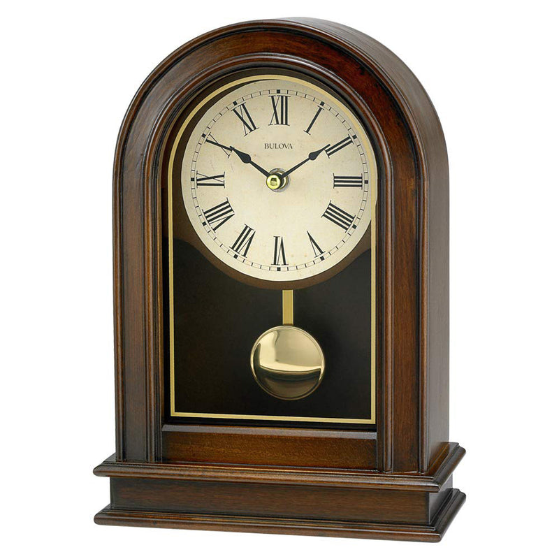 Bulova Clocks B7467 Hardwick Decorative Wooden Table Top Pendulum Clock, Walnut