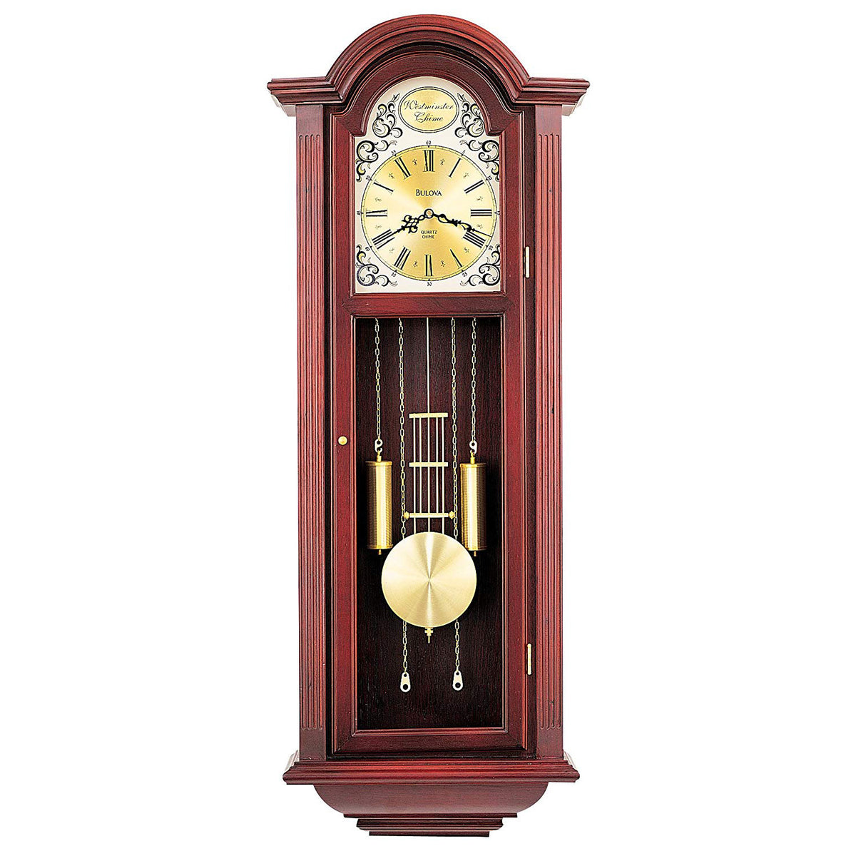Bulova Clocks Tatianna Wooden Mahogany 3 Tune Musical Chiming Clock (Open Box)