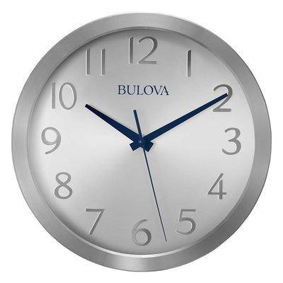 Bulova Clocks Winston Aluminum 9 In Diameter Wall Clock, Silver (Open Box)