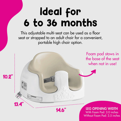 Bumbo Baby Toddler Foam Multi Seat with Tray and Buckle Straps, Taupe (Open Box)