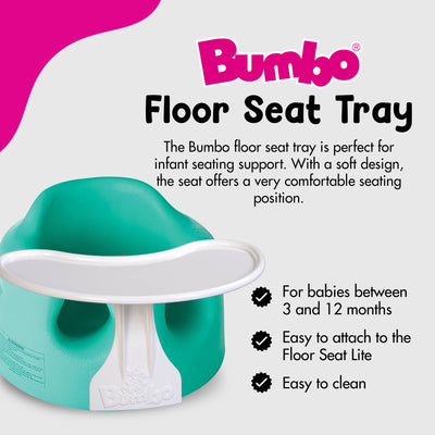 Bumbo Baby Infant Portable Foam Floor Seat with Play Top Tray Attachment, Aqua