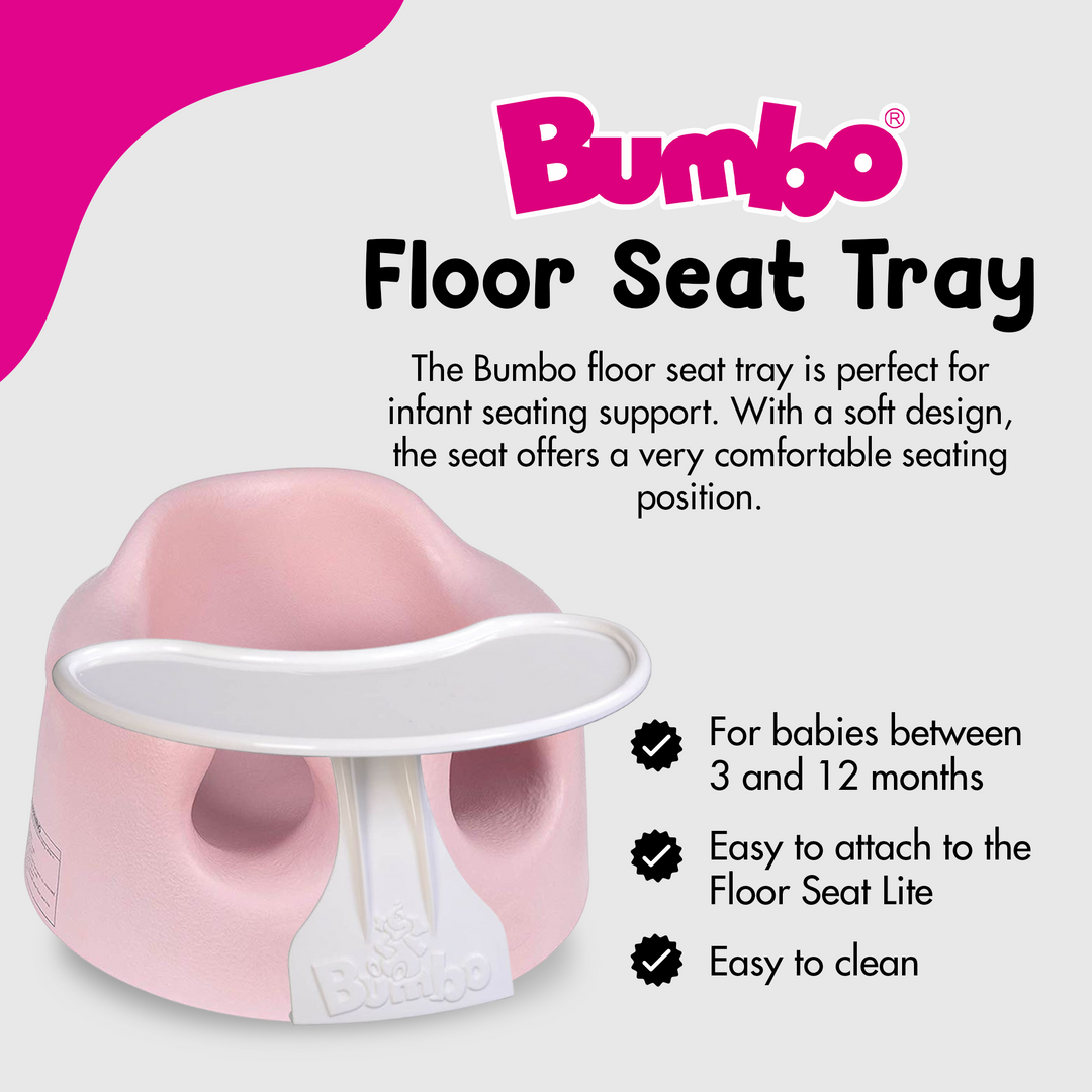 Bumbo Baby Infant Portable Foam Floor Seat with Play Top Tray Attachment, Pink