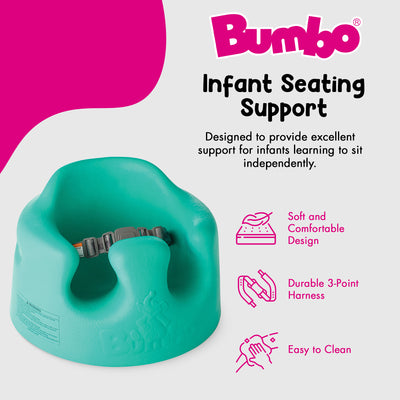Bumbo Infant Floor Seat Baby Sit Up Chair with Adjustable Safety Harness, Aqua - VMInnovations