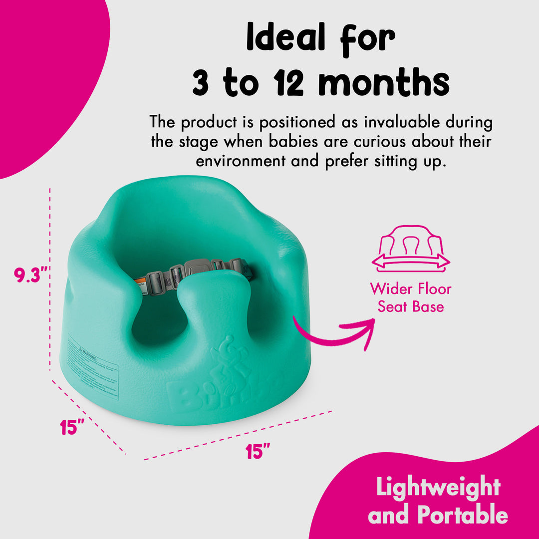 Bumbo Infant Floor Seat Baby Sit Up Chair with Adjustable Safety Harness, Aqua