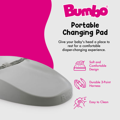 Bumbo Diaper Changing Pad, Baby Changing Mat with Safety Belt, Gray (Open Box)