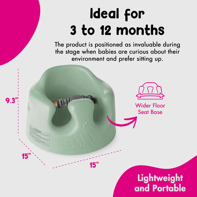 Bumbo Baby Infant Soft Foam Floor Seat with 3 Point Adjustable Harness, Hemlock (Damaged)
