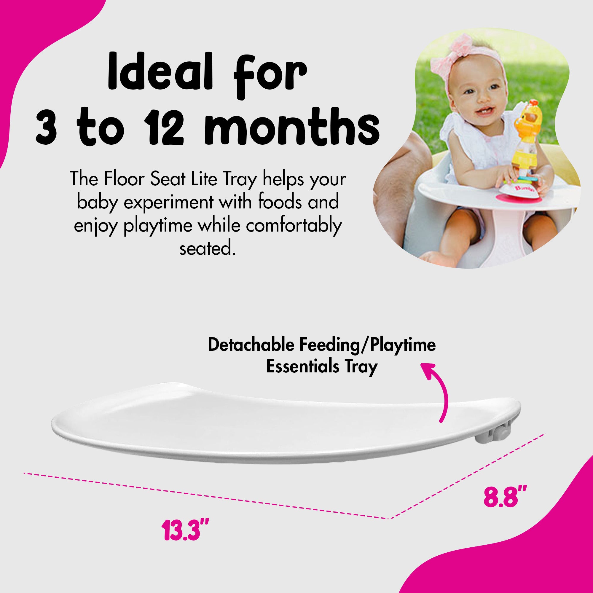 Bumbo Detachable Feeding/Playtime Essentials Tray Floor Chair Accessory, White