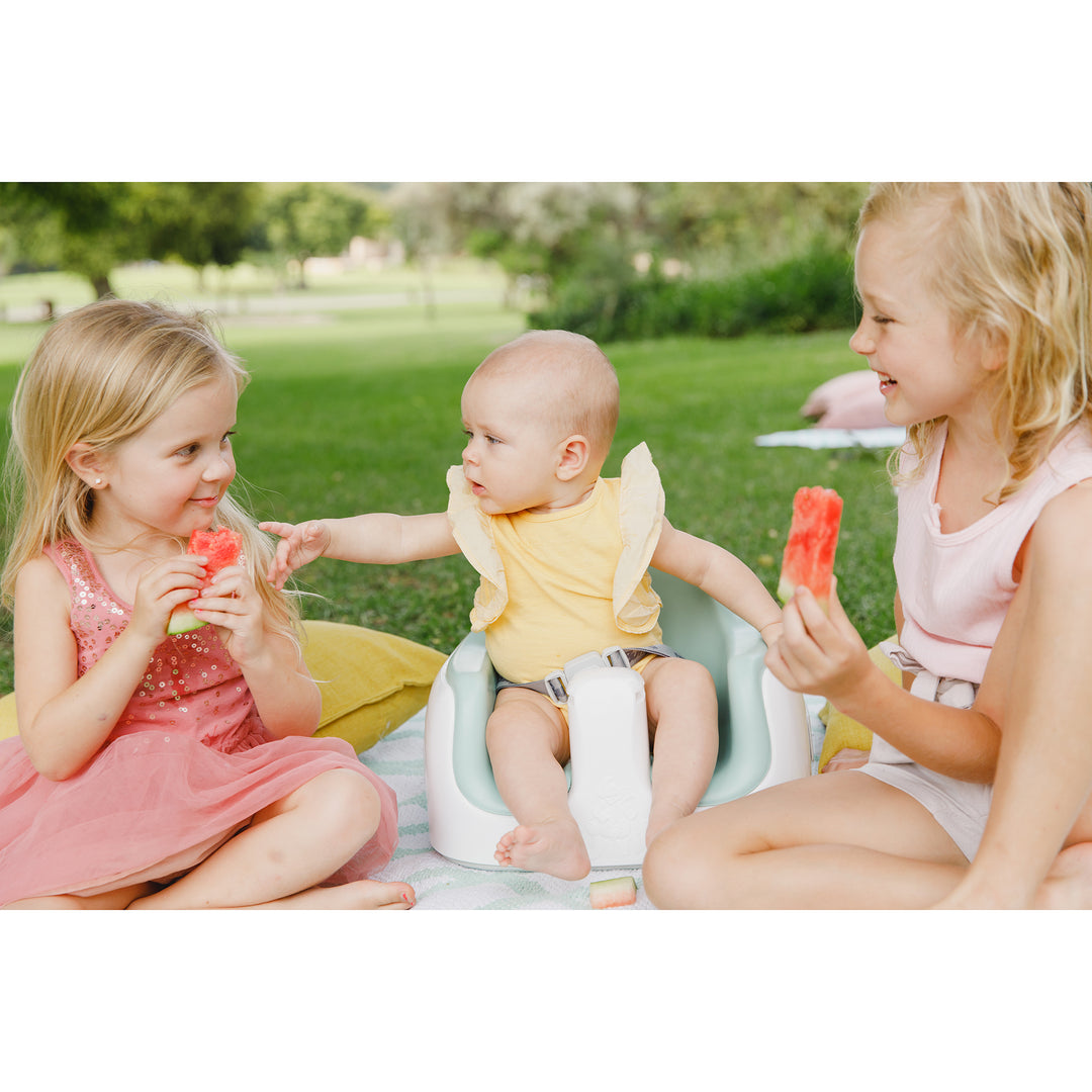 Bumbo Baby Toddler Adjustable 3-in-1 Booster Seat/High Chair & Tray, Powder Blue