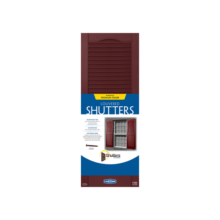 Plastic Development Group 14 x 59 Inch Outdoor Vinyl Louvered Shutters, Bordeaux