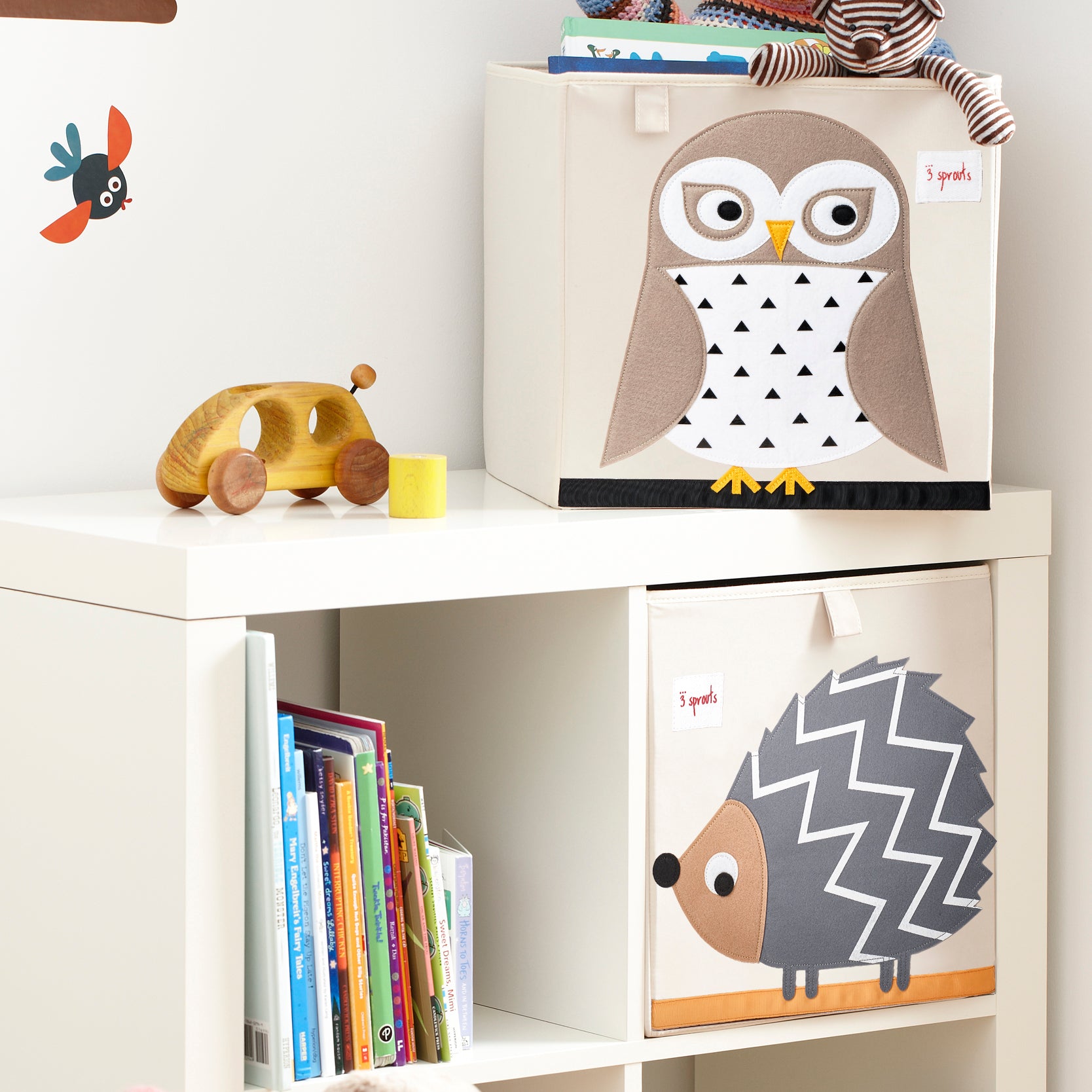 3 Sprouts Child's Cube Toy Bin, Laundry Basket, & Shelf Organizer Bookcase, Owl
