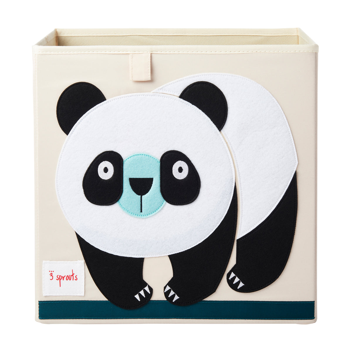 3 Sprouts Foldable Storage Cube Bin Box & Canvas Laundry Bin Basket, Panda Bear