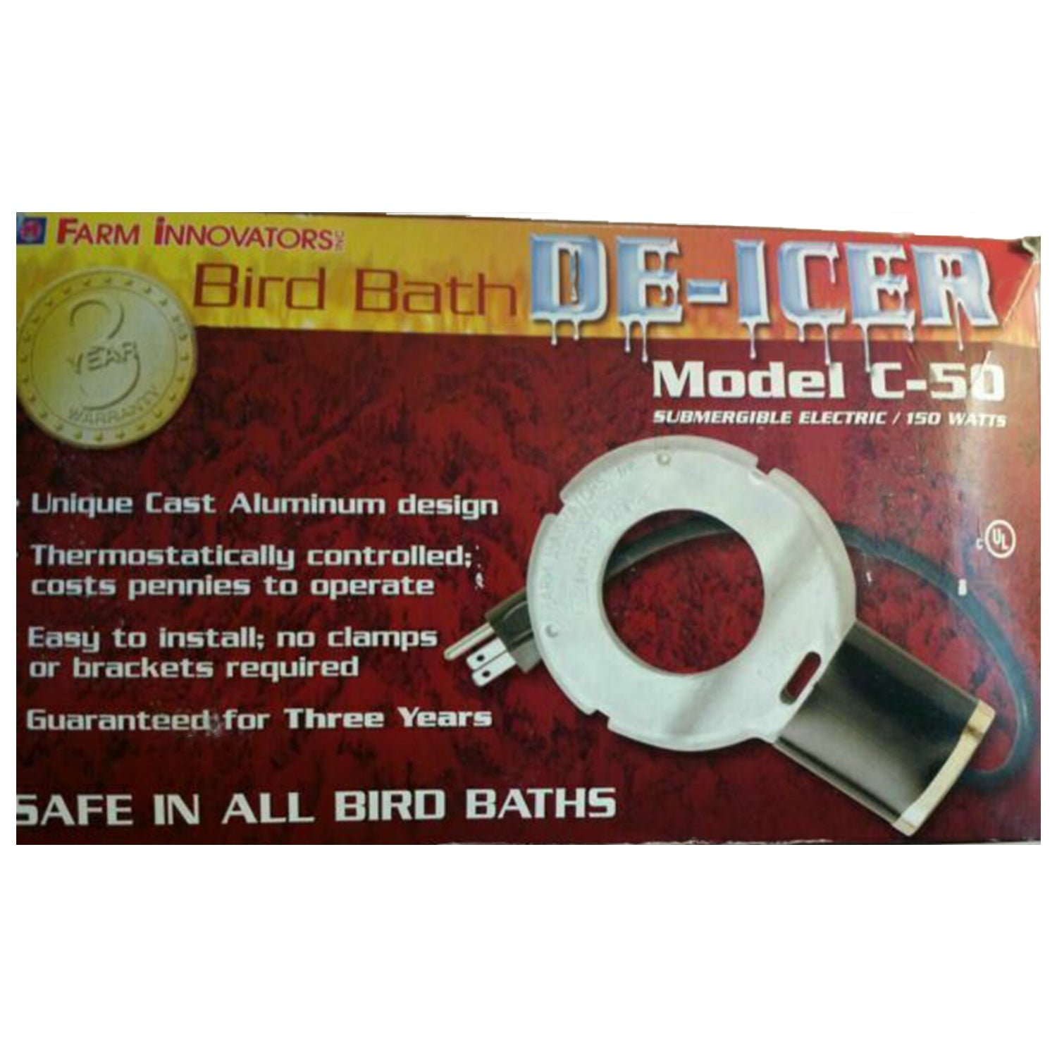 Farm Innovators 150 Watt Electric Heated Bird Bath DeIcer, Aluminum (For Parts)