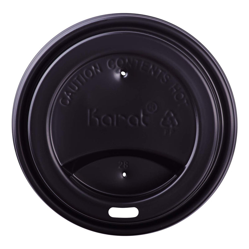 Karat Sipper Coffee Dome Black Lid with 20 Ounce Poly Lined White Paper Cup Set