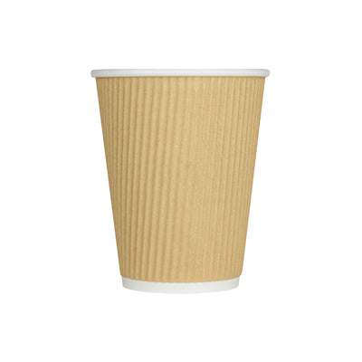 Karat 8 Ounce Ripple Grip To Go Recyclable Paper Hot Cups, Beige (500 Pack)