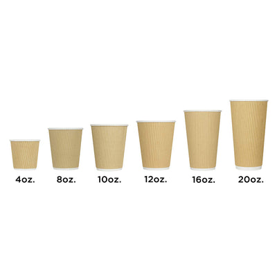 Karat Dome Lid with 12 Ounce Ripple Grip Recyclable Beige Paper Cups (500 Pack)
