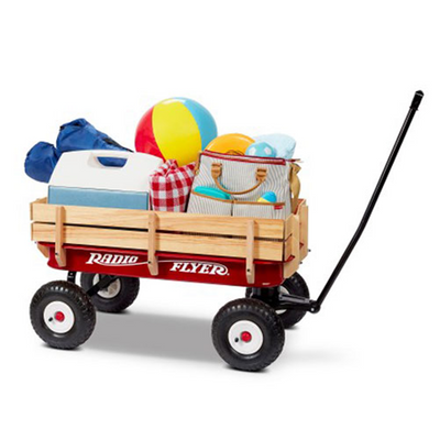 Radio Flyer Full Size All Terrain Classic Steel & Wood Pull Along Wagon (2 Pack) - VMInnovations