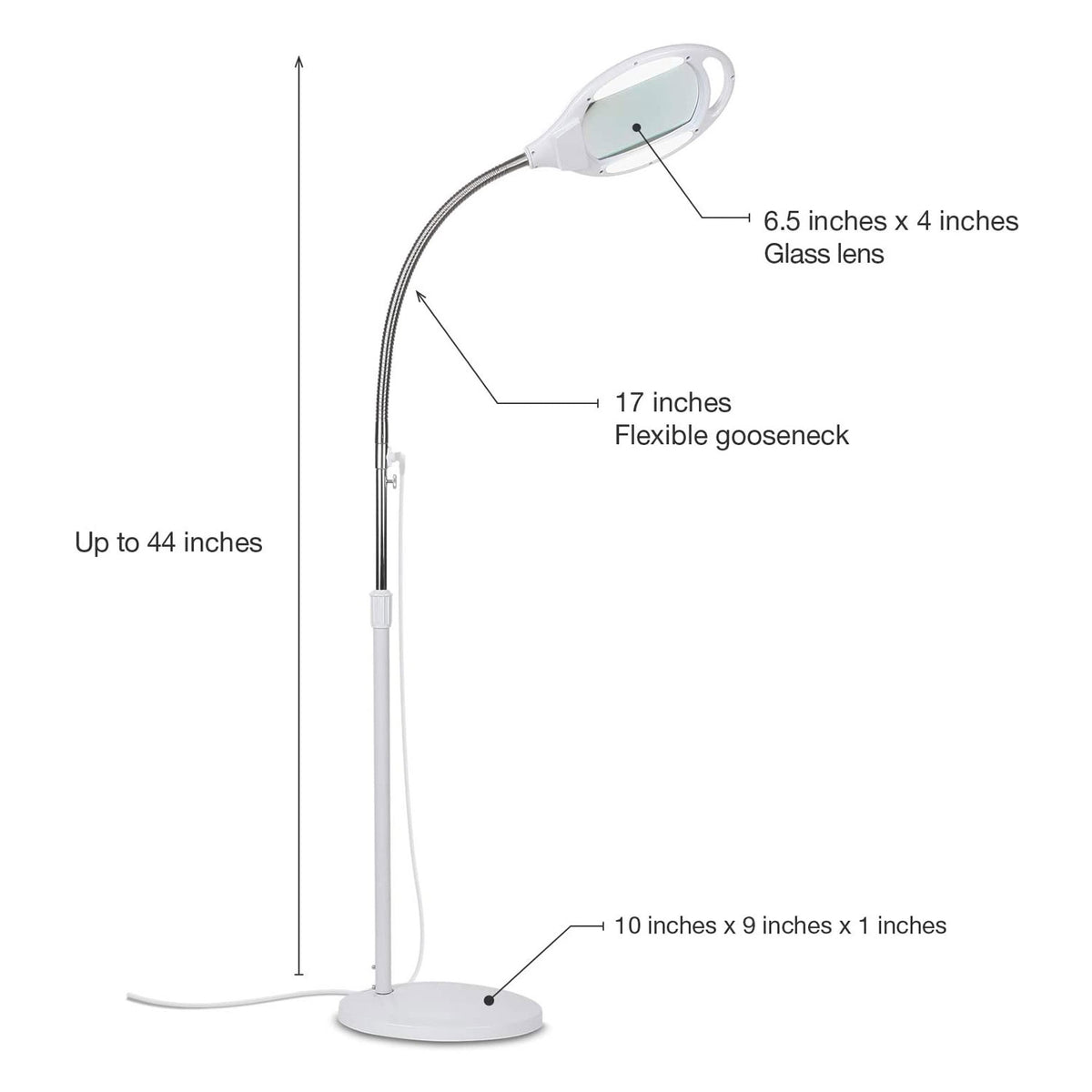 Brightech Lightview Pro LED 3 Diopter Magnifying Floor Lamp, White (Open Box)
