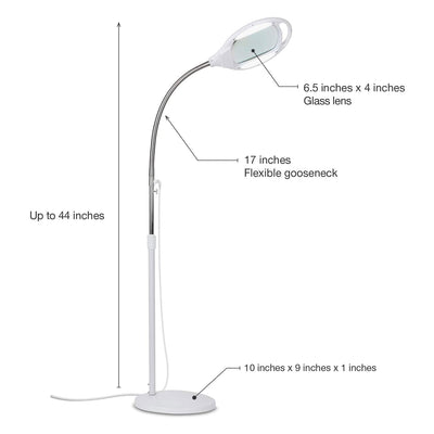 Brightech Lightview Pro LED 3 Diopter Magnifying Floor Lamp, White (Open Box)