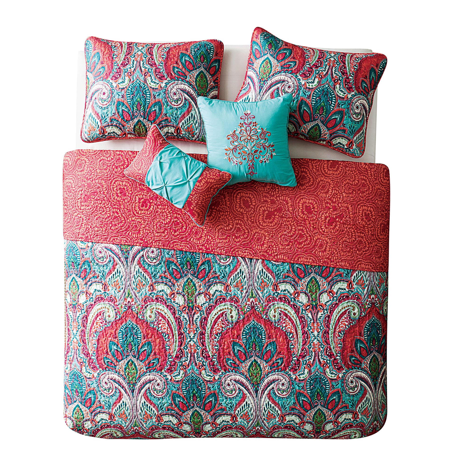 VCNY Home Casa Real Multi 5 Piece Reversible Bed Comforter Set, King (Open Box)