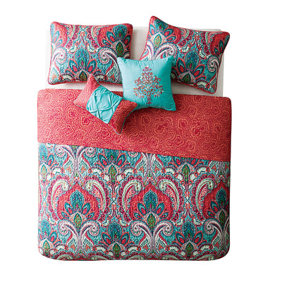 VCNY Home Casa Real Multi 5 Piece Reversible Bed Comforter Set, King (Open Box)