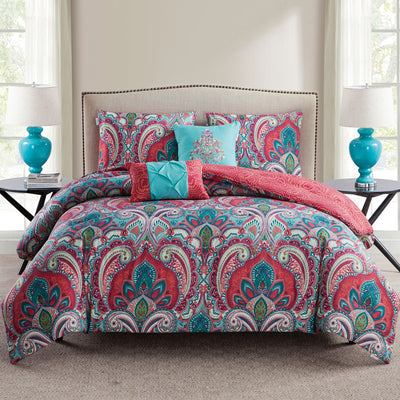 VCNY Home Casa Real Multi 5 Piece Reversible Bed Comforter Set, King (Open Box)