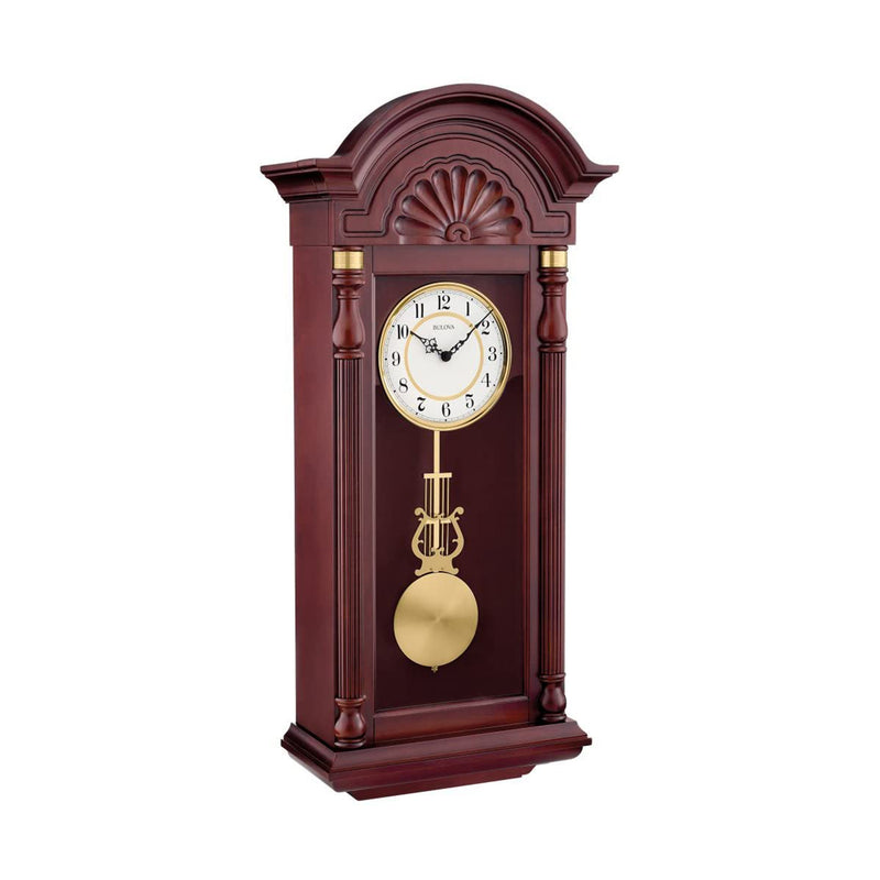 Bulova C1516 New Yorker Chiming Pendulum Arabic Numerals Wall Clock, Mahogany