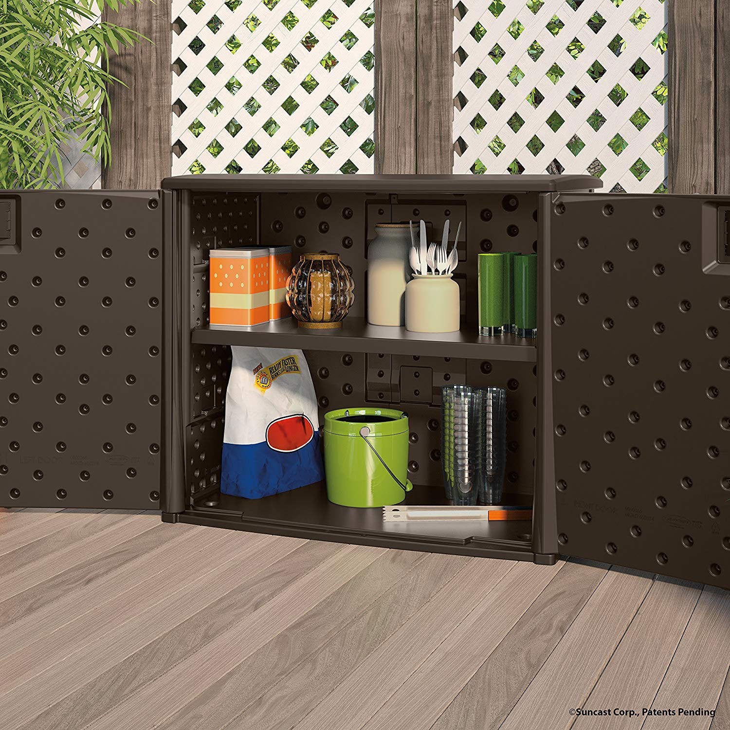 Backyard Oasis Storage Entertaining Station Bundled w/ Wicker Patio Cooler