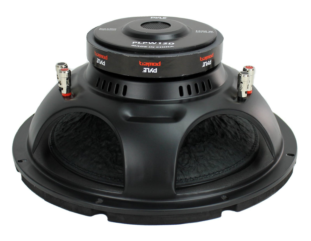 QPower 12 Inch Single Slim Shallow Subwoofer Box and Pyle 1600 Watt Subwoofer