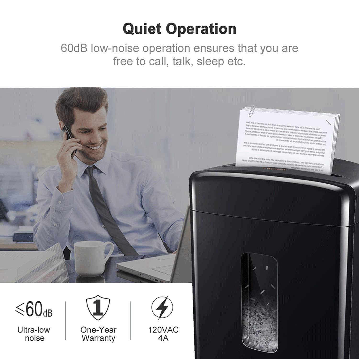 Bonsaii Portable 20 Sheet Cross Cut Paper P-4 High Security Shredder (For Parts)