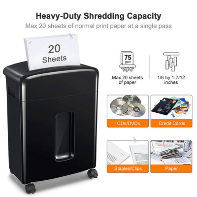 Bonsaii Portable 20 Sheet Cross Cut Paper P-4 High Security Shredder (For Parts)