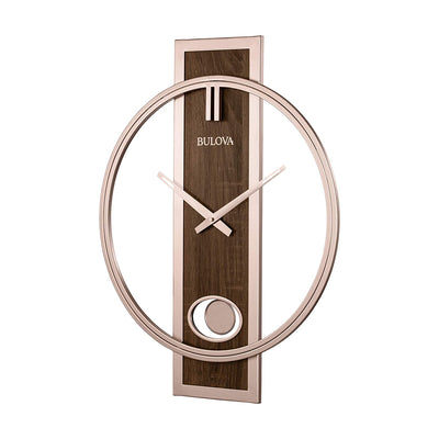 Bulova C4117 Phoenix Minimalist Metal Slow Swing Pendulum Wall Clock, Champagne