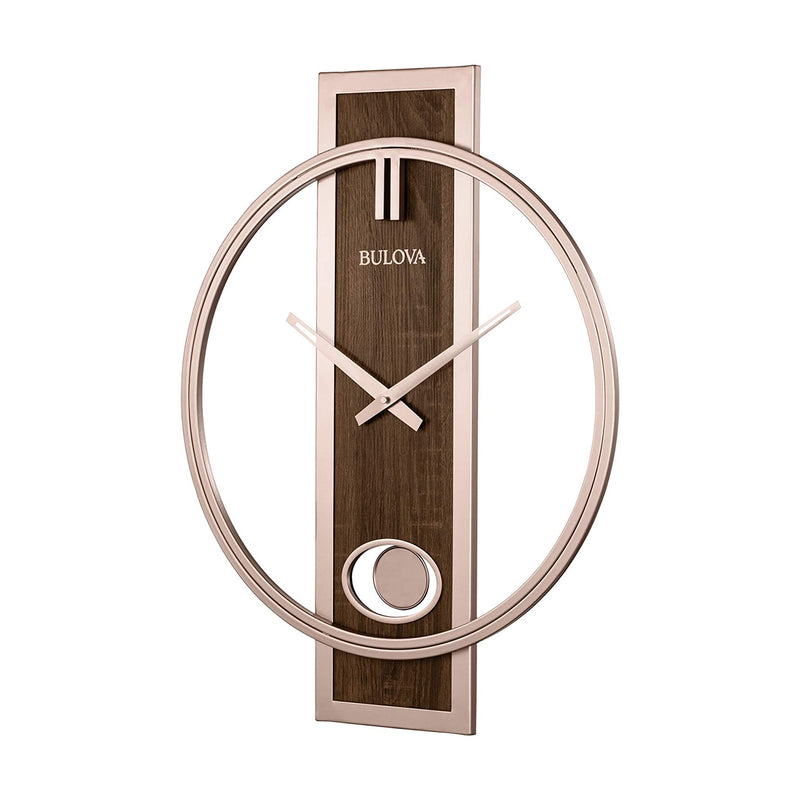 Bulova C4117 Phoenix Minimalist Metal Slow Swing Pendulum Wall Clock, Champagne