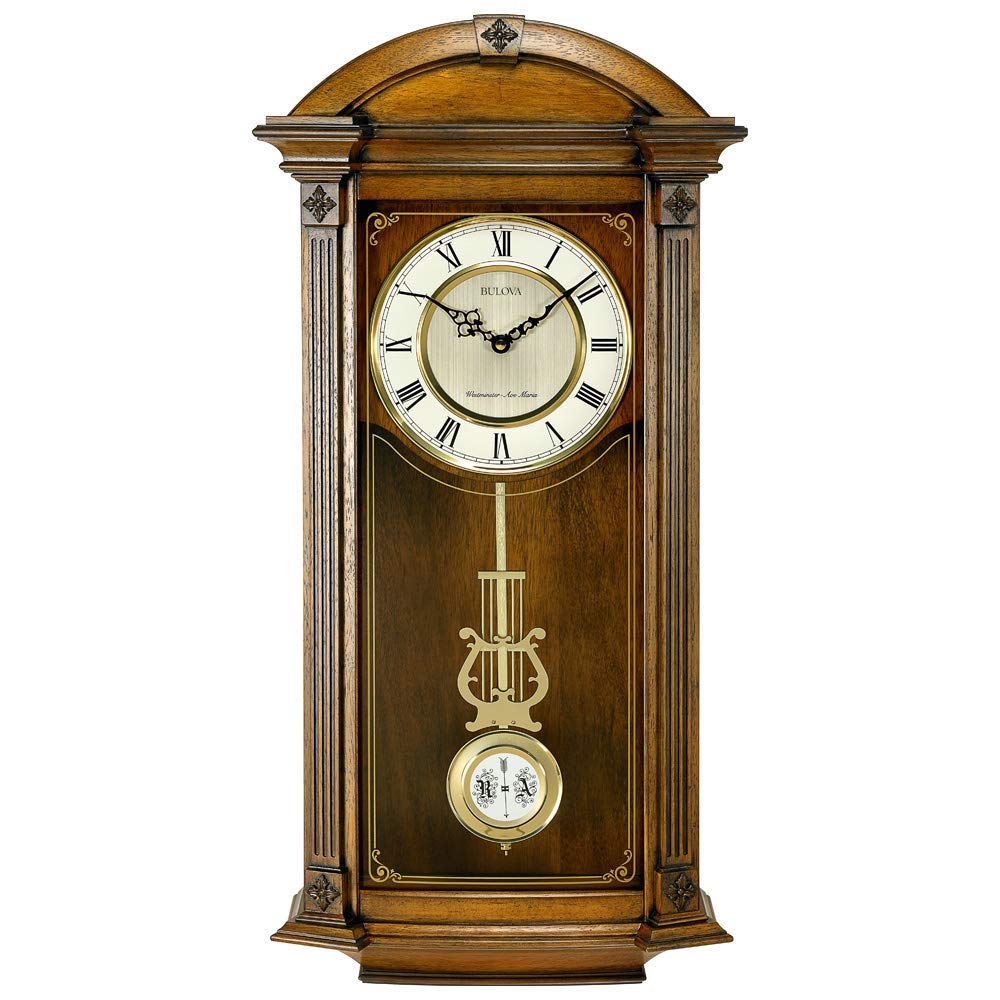 Bulova Clocks Hartwick 29 Inch Large Classic Walnut Pendulum Wall Clock(Damaged)