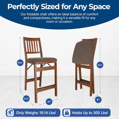 MECO Stakmore Fabric Seat Folding Counter Stools, Espresso (2 Pack) (For Parts)