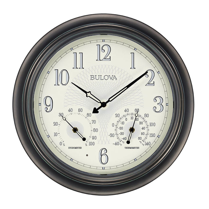 Bulova Clocks Weather Master Thermometer and Hygrometer Wall Clock (Open Box) - VMInnovations