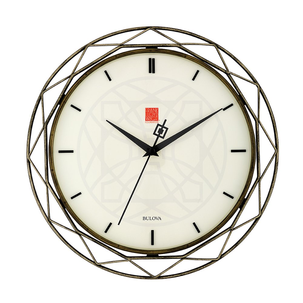 Bulova Clocks Prism 14 Inch Frank Lloyd Wright Inspired Wall Clock (Open Box) - VMInnovations