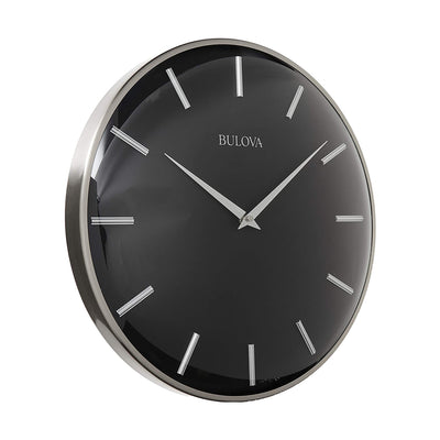 Bulova C4849 Metro 16" Contemporary Metal Wall Clock, Satin Pewter/Matte Black