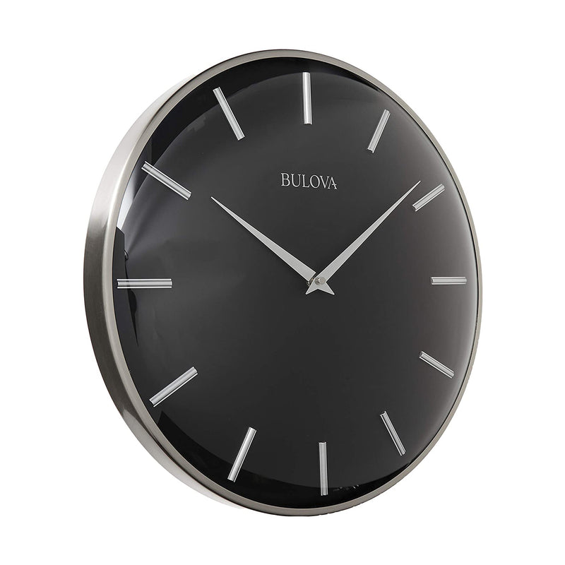 Bulova C4849 Metro 16" Contemporary Metal Wall Clock, Satin Pewter/Matte Black