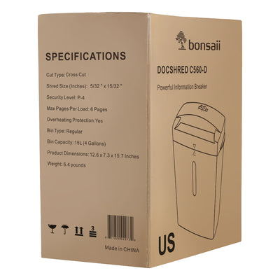 Bonsaii Micro-Cut Shredder with Overload and Thermal Protection (For Parts)