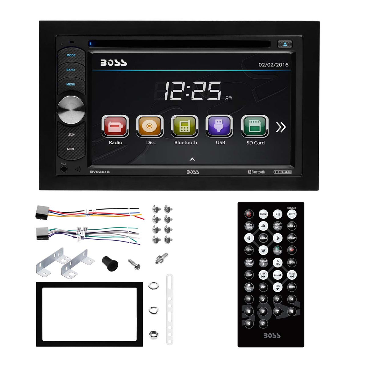 Boss Audio 320W Double DIN In-Dash Car Receiver and KIT10 Car Audio Wiring Kit