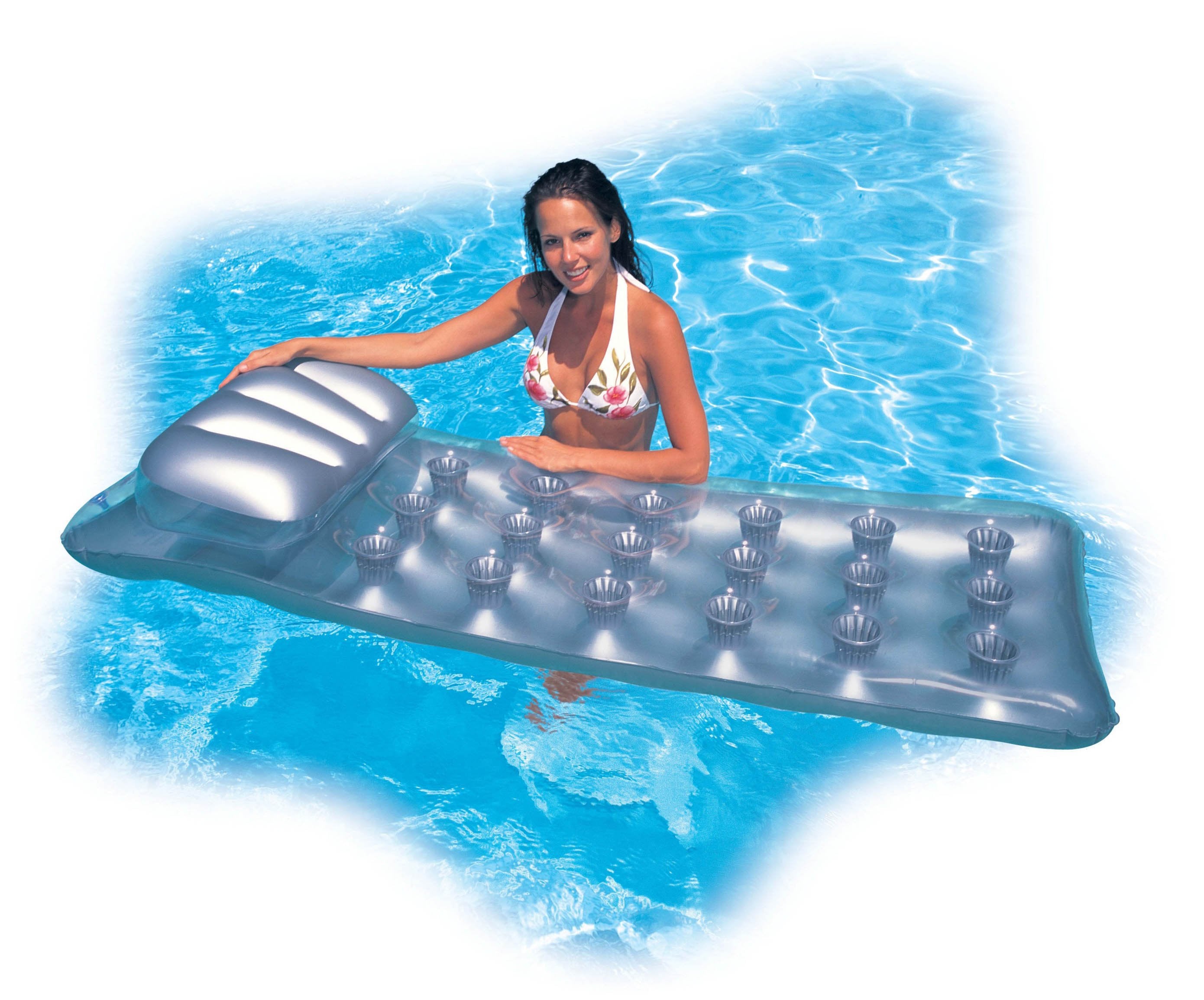 Intex French Mattress Float (2 Pack) and Pool Recliner with Cup Holders (2 Pack) - VMInnovations