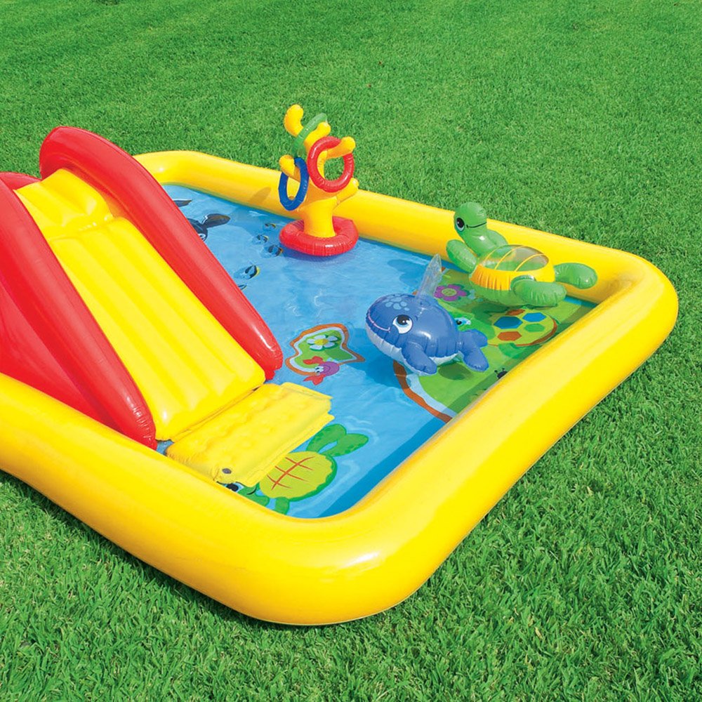 Intex 120V Quick Fill AC Electric AirPump & Intex Inflatable Ocean Play Kid Pool