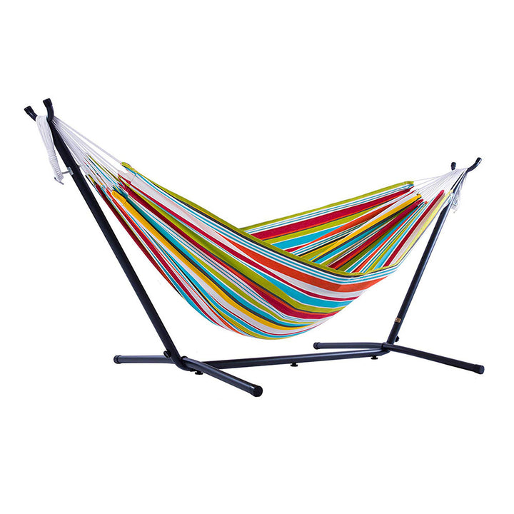 Vivere Double Polyester Easy Assemble Outdoor Hammock with Steel Stand, Ciao