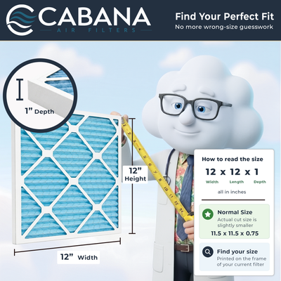 Cabana Air Filters 6 Pack HVAC Furnace Air Filters, MERV 11, 12 x 12 x 1, White - VMInnovations
