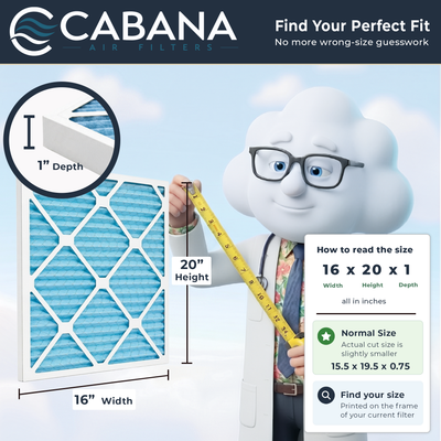 Cabana Air Filters 6 Pack HVAC Furnace Air Filters, MERV 11, 16 x 20 x 1, White