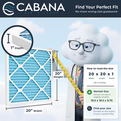 Cabana Air Filters 6 Pack HVAC Furnace Air Filters, MERV 11, 20 x 20 x 1, White
