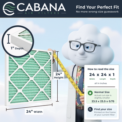 Cabana Air Filters 6 Pack HVAC Furnace Air Filters, MERV 13, 24 x 24 x 1, White - VMInnovations