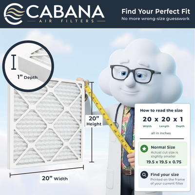 Cabana Air Filters 6 Pk HVAC Furnace Air Filters, MERV 5, 20 x 20 x 1 (Open Box)