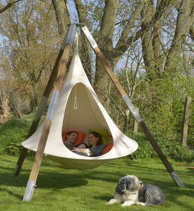 Vivere Polyester and Cotton Double Hammock Cacoon, Natural White (Used) - VMInnovations