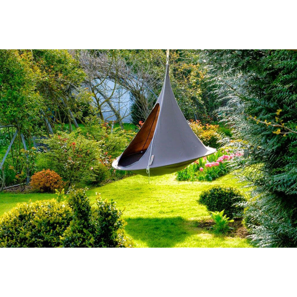 Vivere Sheltered Hanging Chair Polyester Cotton Blend Double, Taupe (Open Box)